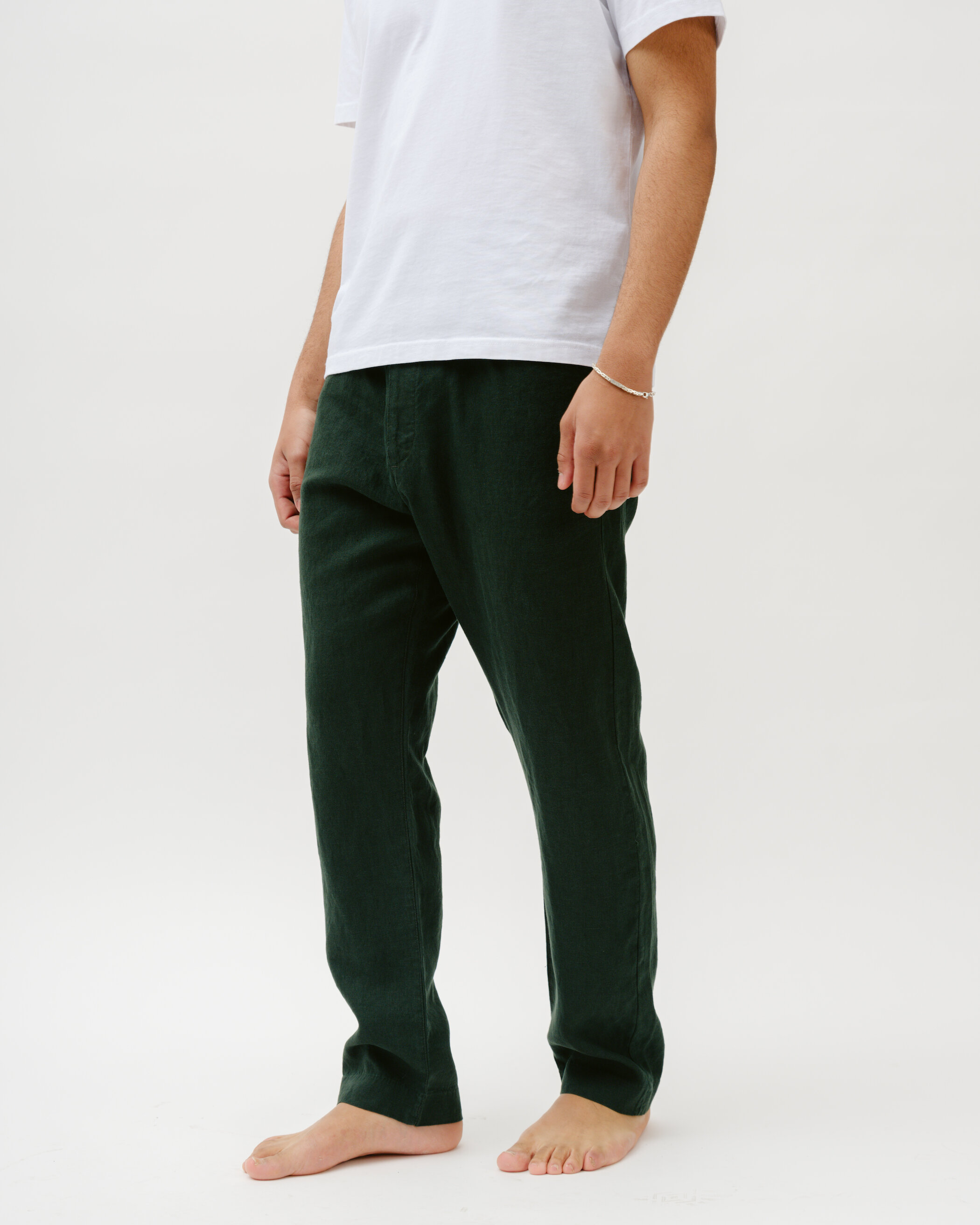 Glein - Linen Pants - pine green